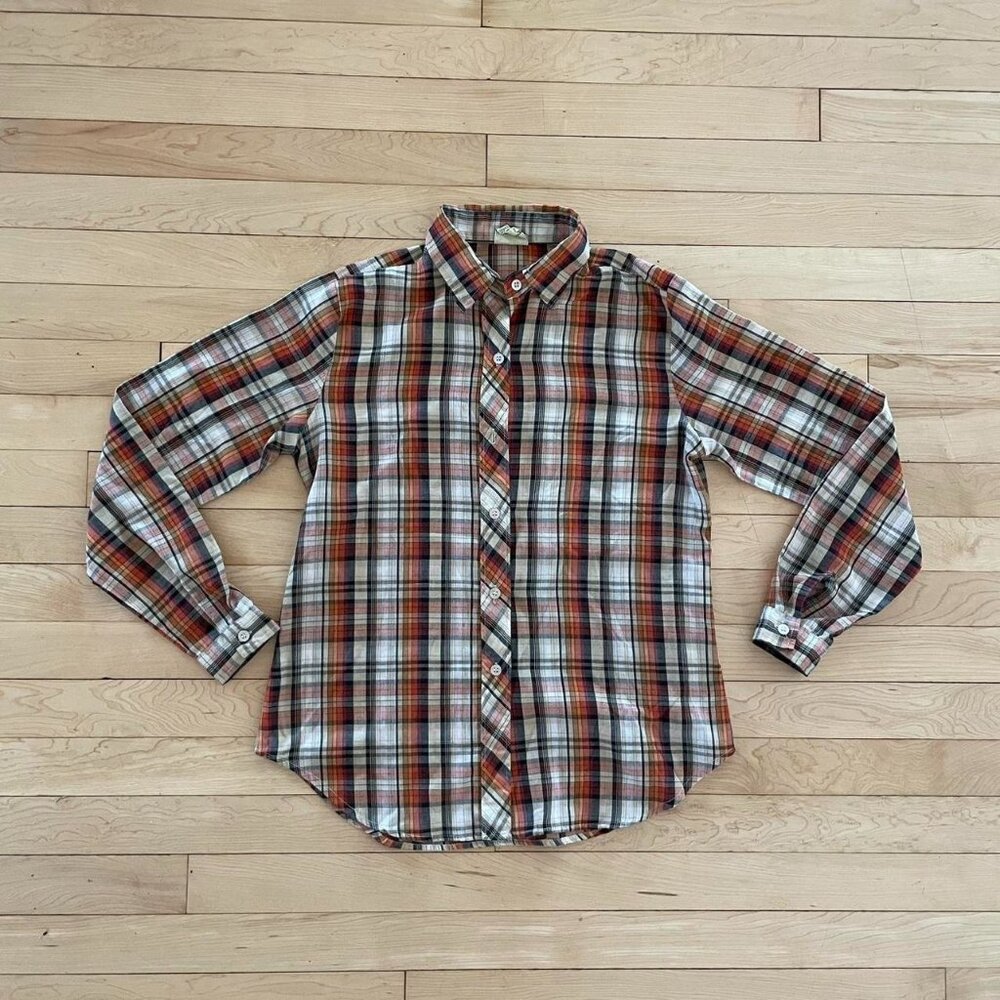 Vintage 70s Plaid Western Cowboy Shirt Small Ranchcore Coastal Cowgirl Rodeo